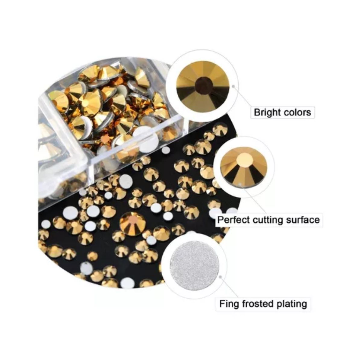 Decoración Uñas 120 Pcs Cristales 1728 Diamante Dorado