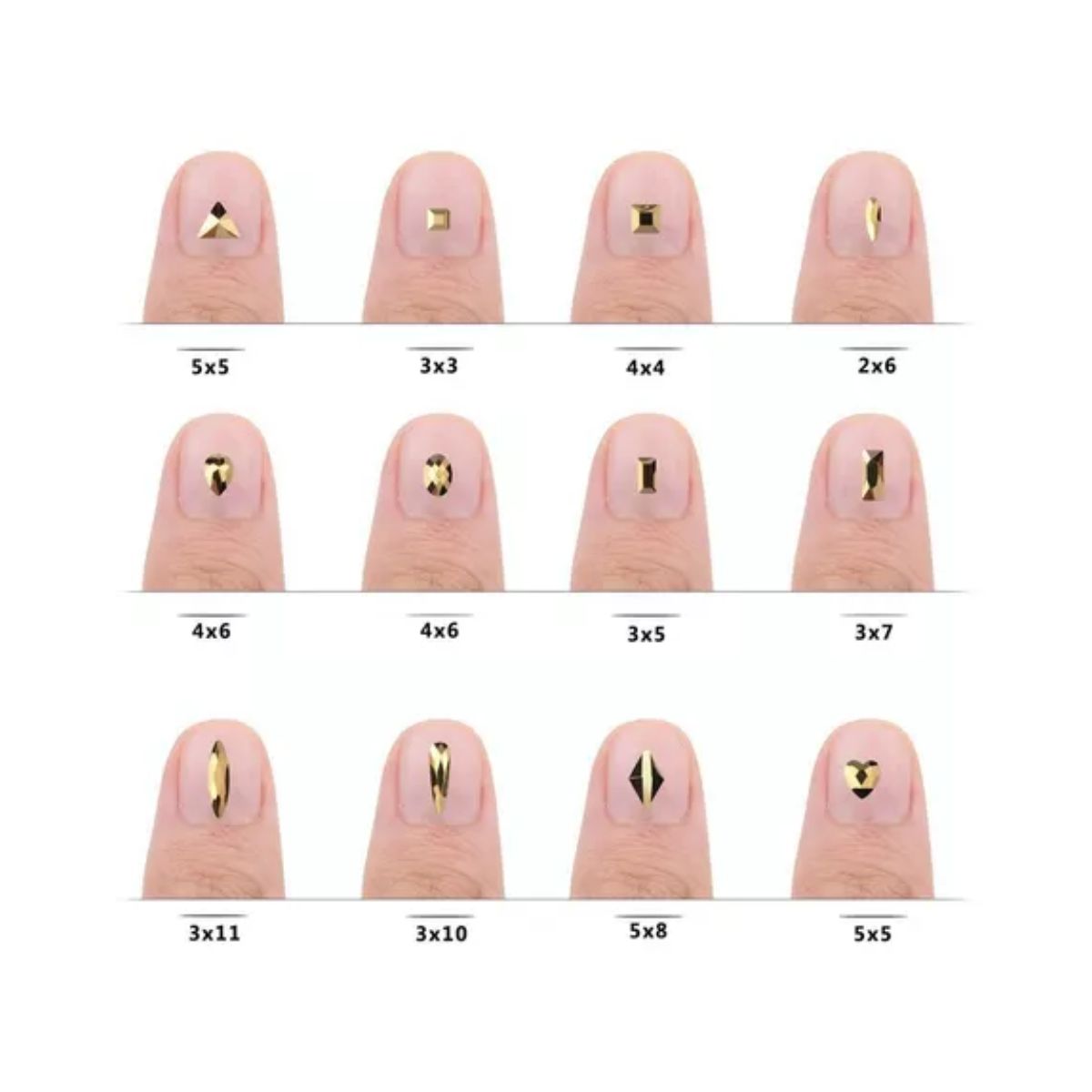 Decoración Uñas 120 Pcs Cristales 1728 Diamante Dorado