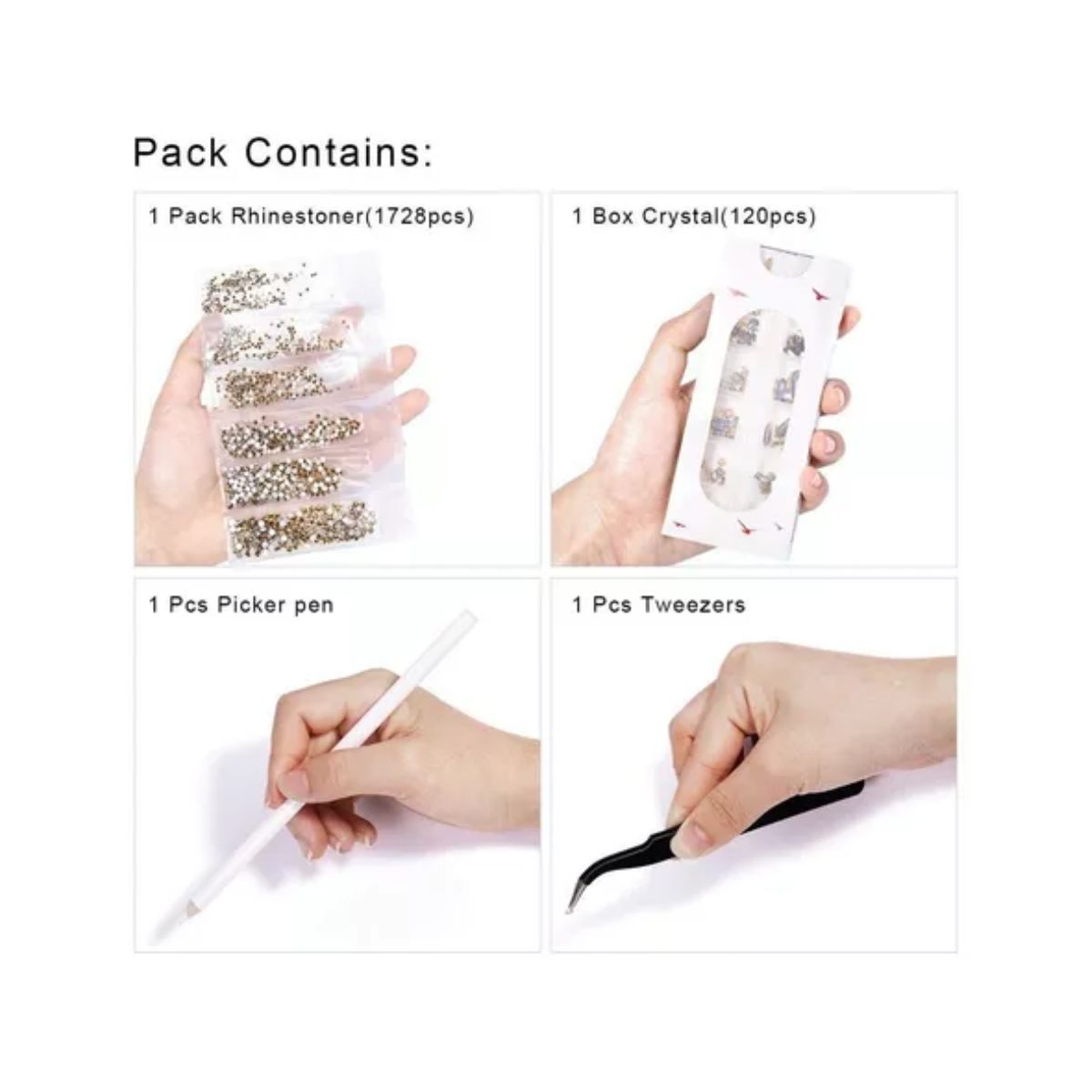 Decoración Uñas 120 Pcs Cristales 1728 Diamante Dorado