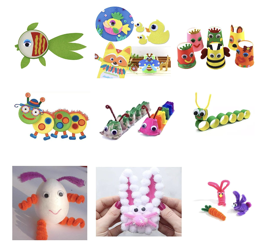 1000 pzas Ojos Móviles Blanco Negro para Manualidades Muñecas, Ojos Saltones Negros con Movimientos 5mm