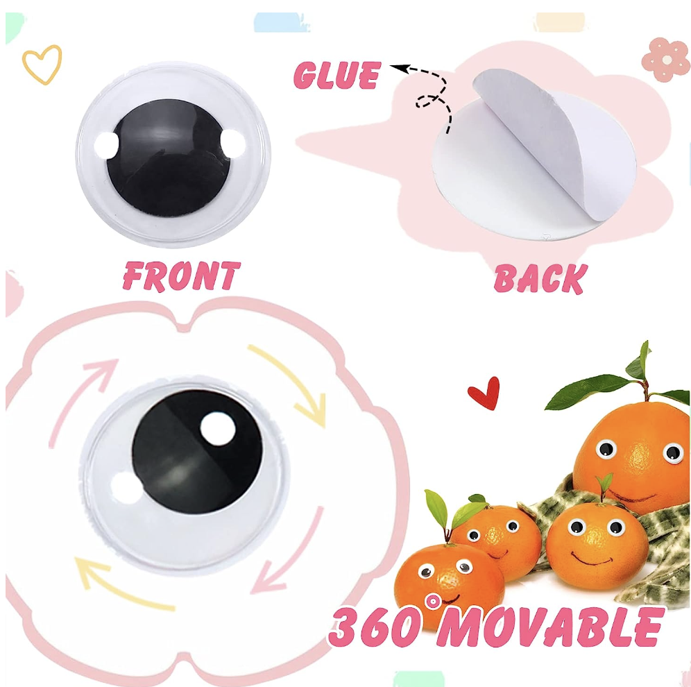 1000 pzas Ojos Móviles Blanco Negro para Manualidades Muñecas, Ojos Saltones Negros con Movimientos 5mm