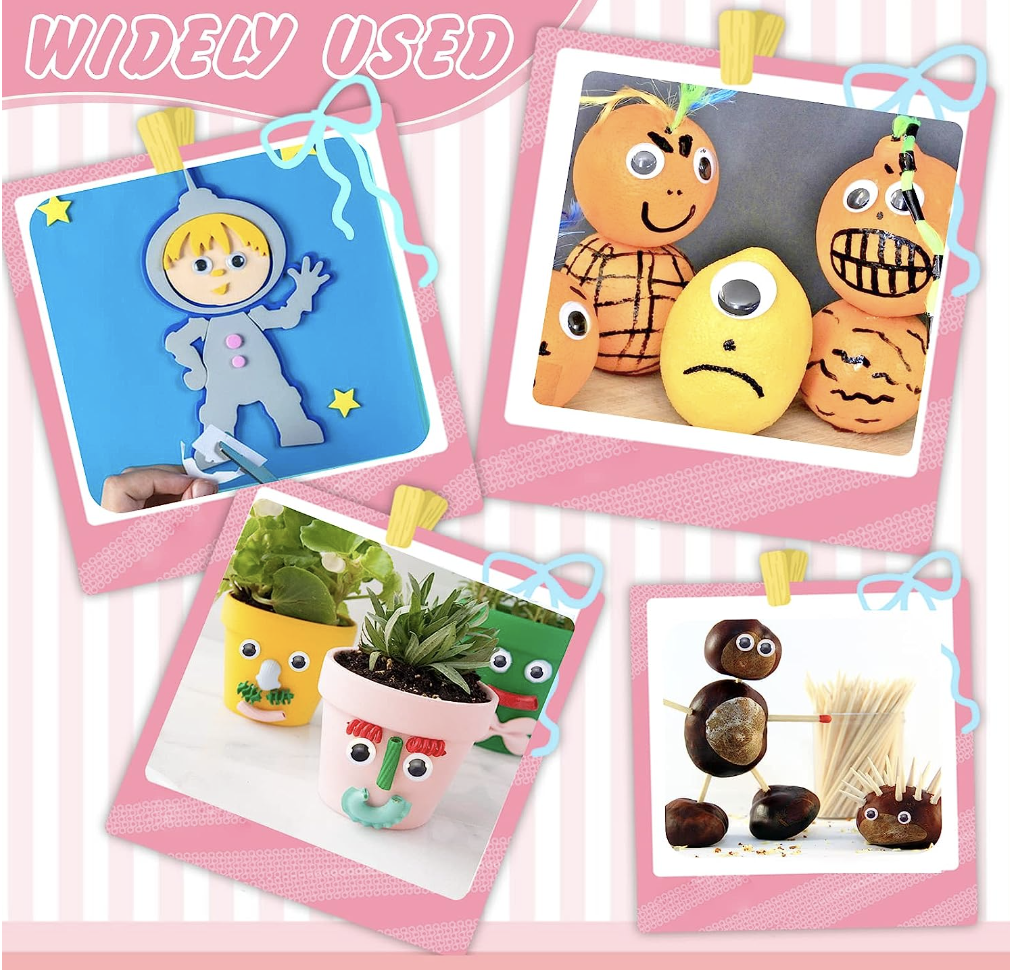 1000 pzas Ojos Móviles Blanco Negro para Manualidades Muñecas, Ojos Saltones Negros con Movimientos 5mm