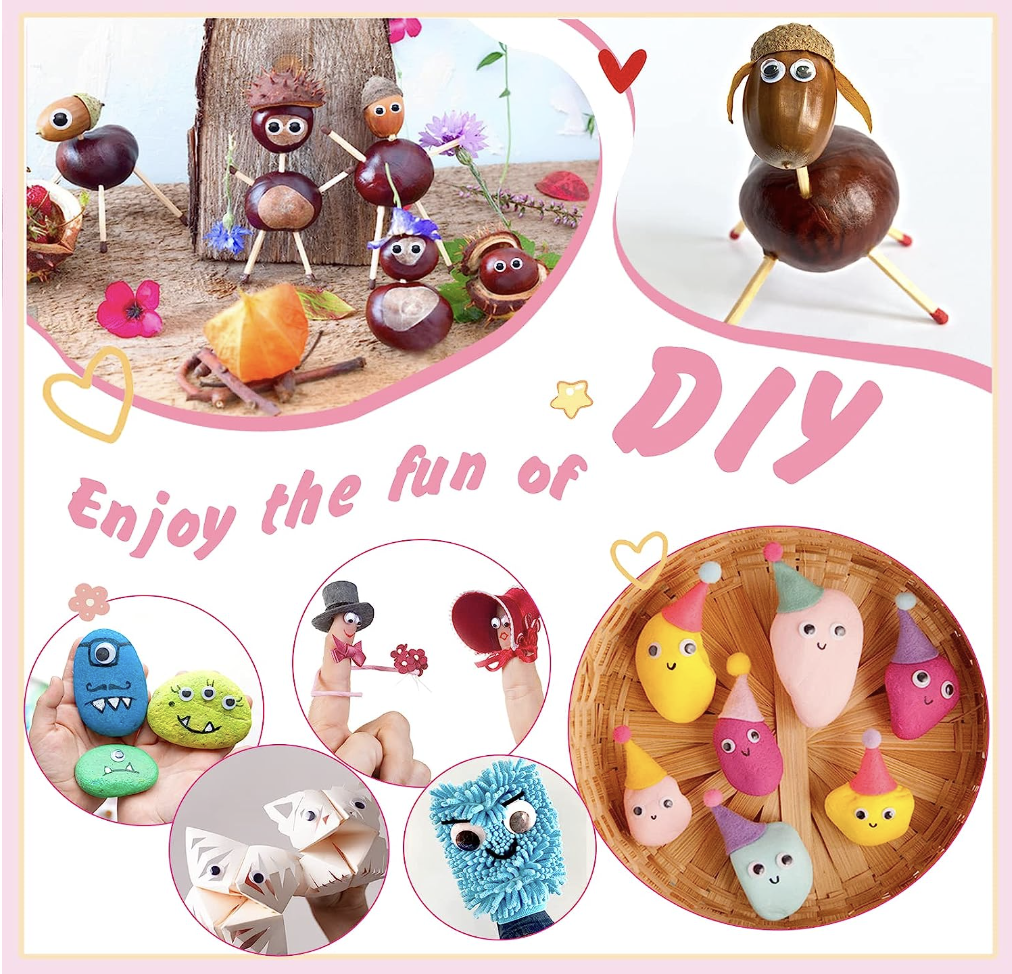 1000 pzas Ojos Móviles Blanco Negro para Manualidades Muñecas, Ojos Saltones Negros con Movimientos 5mm