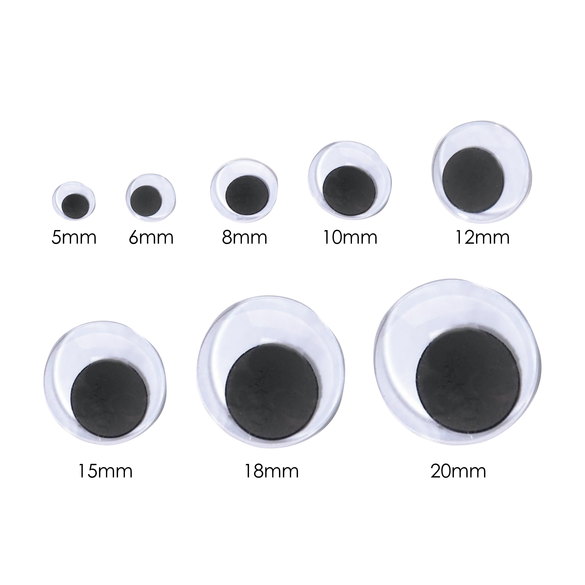 1000 pzas Ojos Móviles Blanco Negro para Manualidades Muñecas, Ojos Saltones Negros con Movimientos 6mm