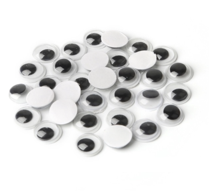 1000 pzas Ojos Móviles Blanco Negro para Manualidades Muñecas, Ojos Saltones Negros con Movimientos 10 mm