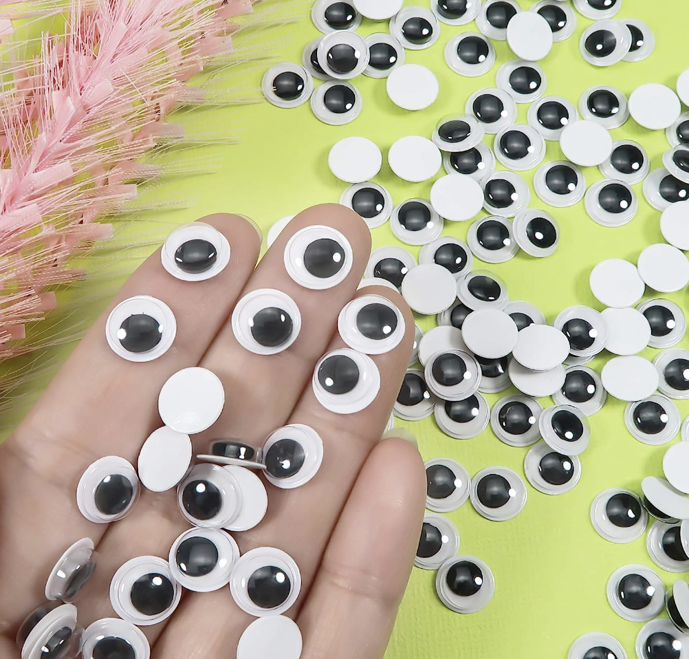 1000 pzas Ojos Móviles Blanco Negro para Manualidades Muñecas, Ojos Saltones Negros con Movimientos 10 mm