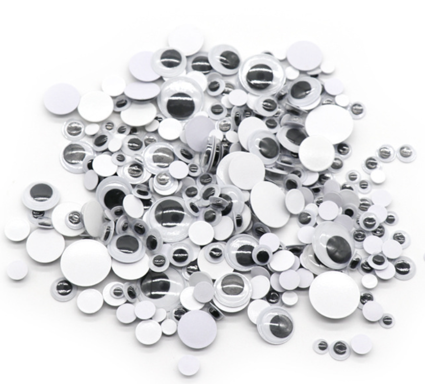 1000 pzas Ojos Móviles Blanco Negro para Manualidades Muñecas, Ojos Saltones Negros con Movimientos 10 mm