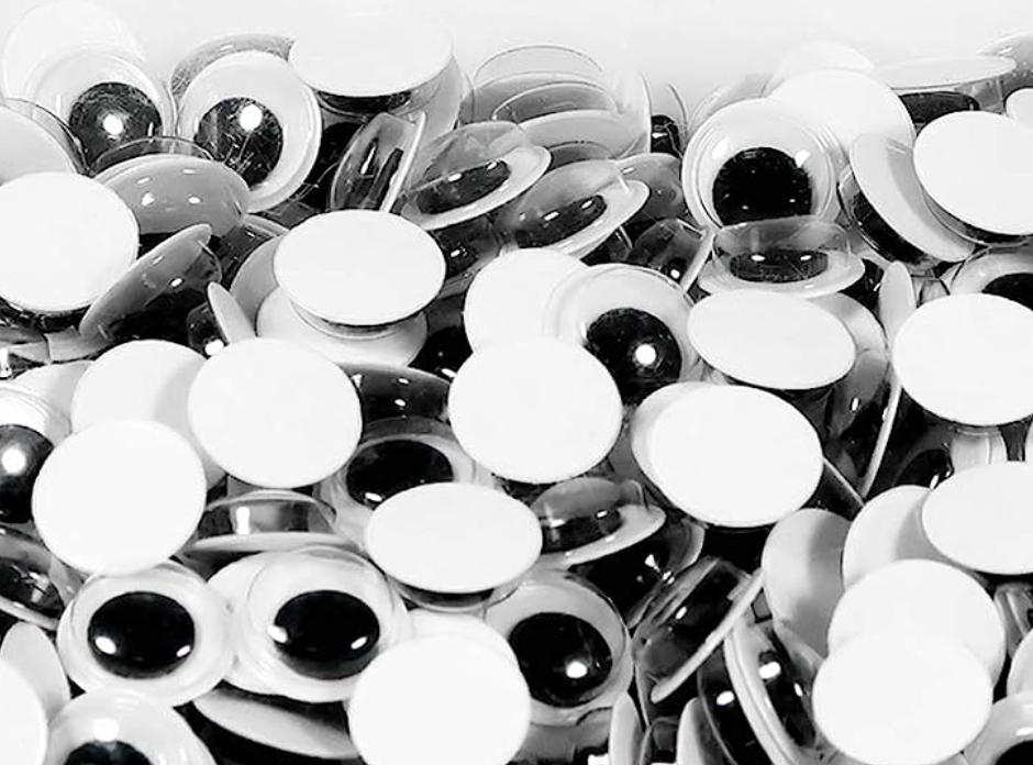 1000 pzas Ojos Móviles Blanco Negro para Manualidades Muñecas, Ojos Saltones Negros con Movimientos 10 mm