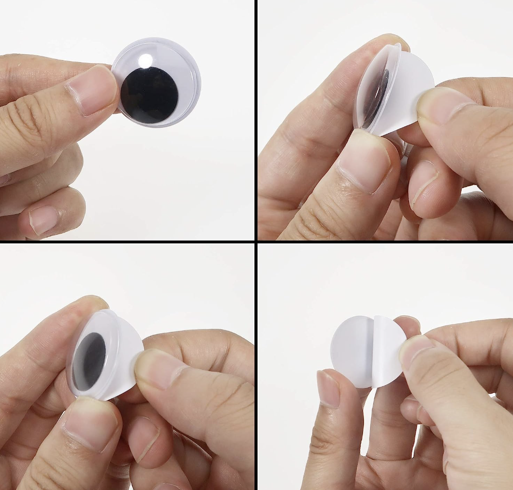 1000 pzas Ojos Móviles Blanco Negro para Manualidades Muñecas, Ojos Saltones Negros con Movimientos 12mm