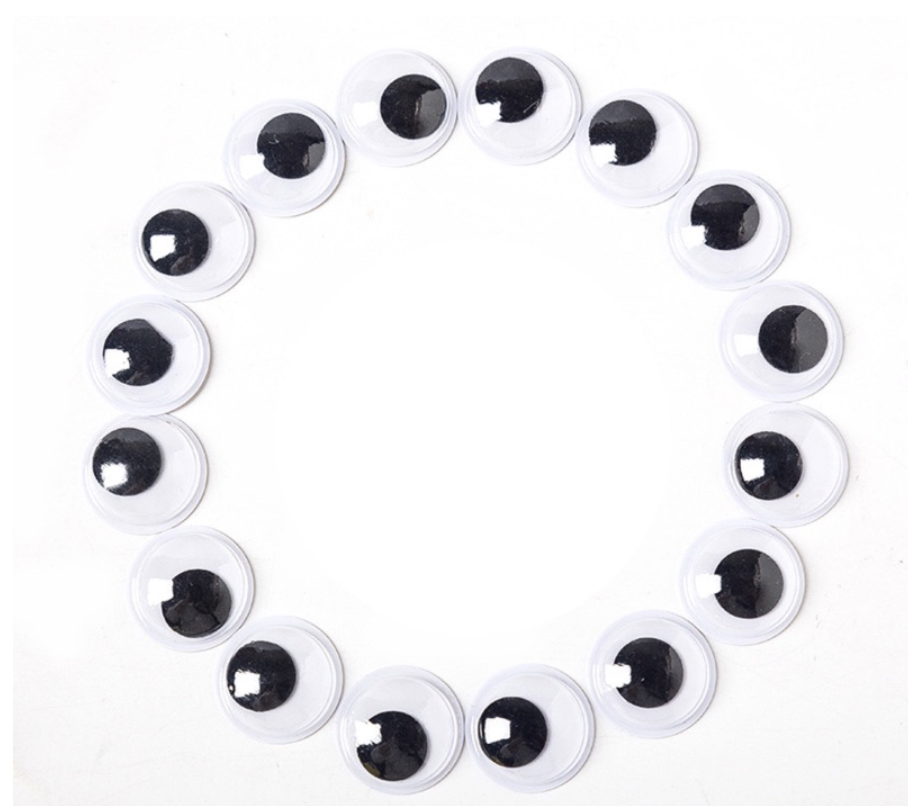 1000 pzas Ojos Móviles Blanco Negro para Manualidades Muñecas, Ojos Saltones Negros con Movimientos 20 mm