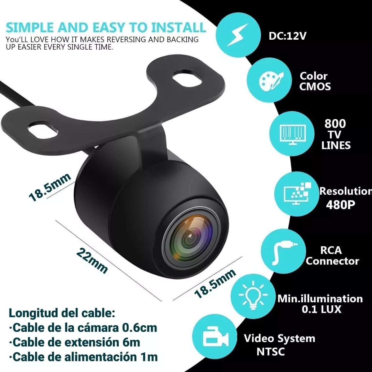 Camara De Reversa Para Coche Con Visión Nocturna Hd