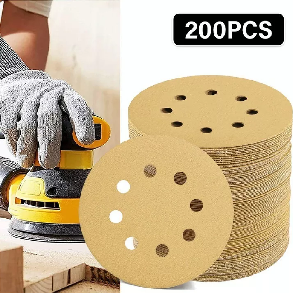 Juego 200 Piezas Discos De Lija Perforados De 5 Pulgadas 60-220