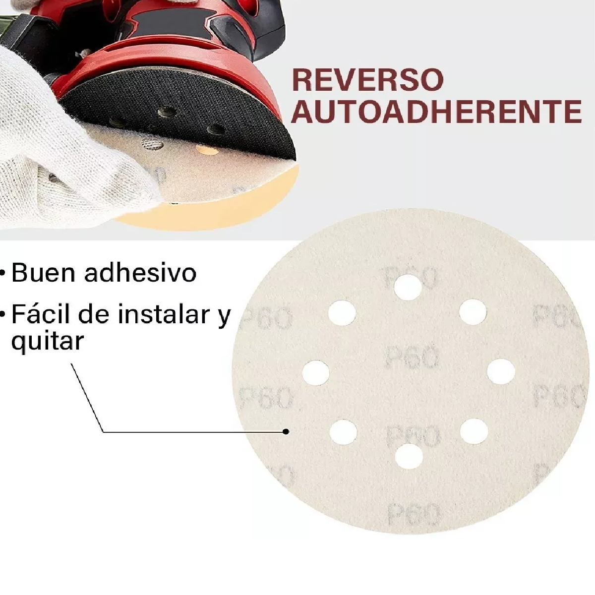 Juego 200 Piezas Discos De Lija Perforados De 5 Pulgadas 60-220