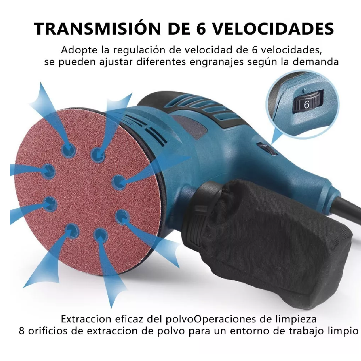 Lijadora Roto Orbital 300w 6 Variaciones De Velocidad 5 Lija