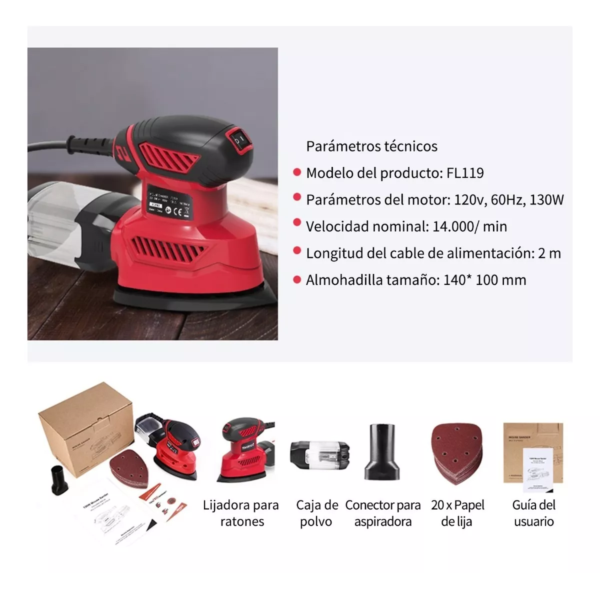 Lijadora Roto Orbital 14000rpm 120v/60hz 20 Papel De Lija