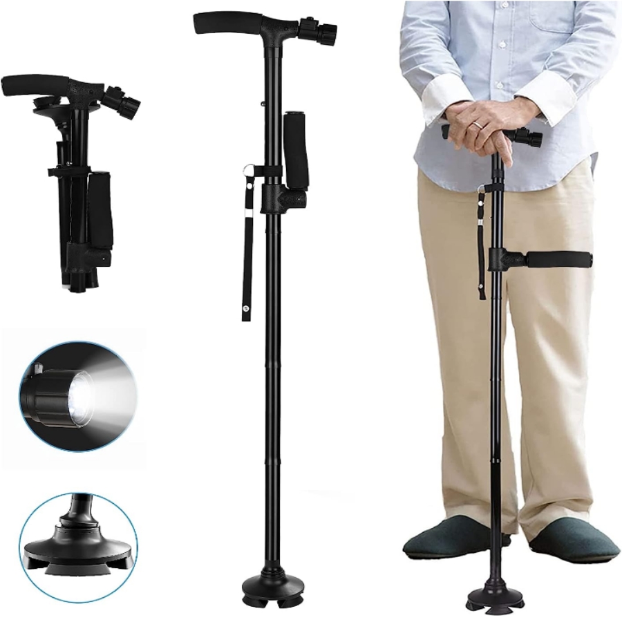 Baston ortopedico ergonómico ajustable luz led