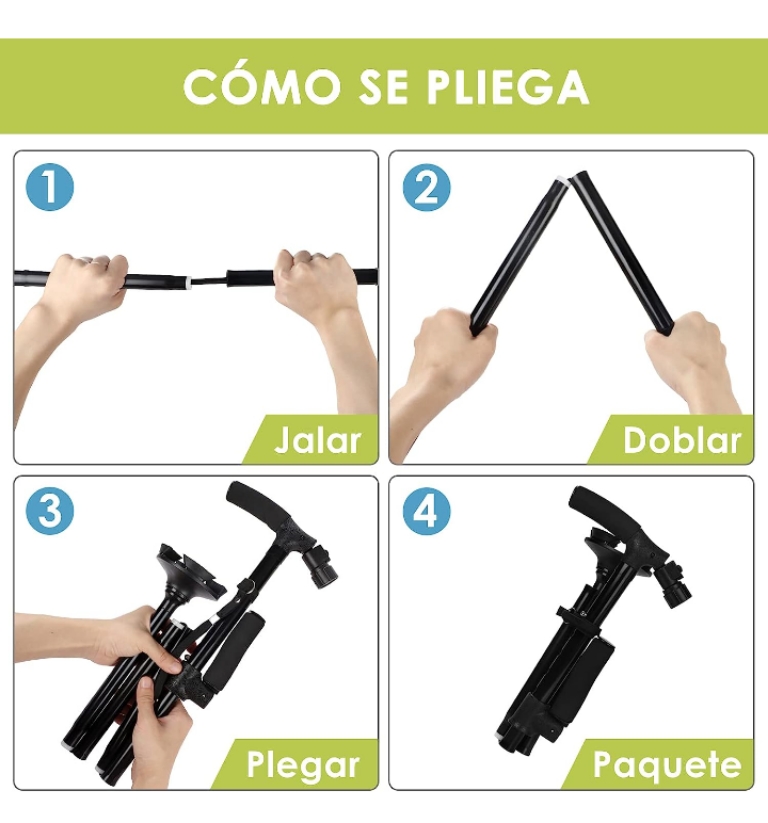 Baston ortopedico ergonómico ajustable luz led