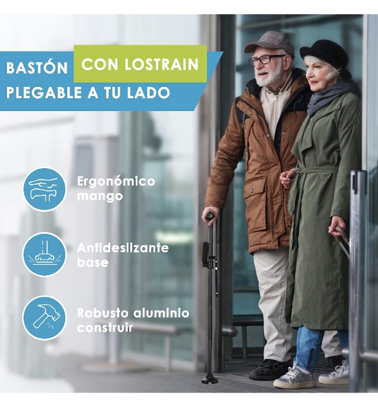 Baston ortopedico ergonómico ajustable luz led