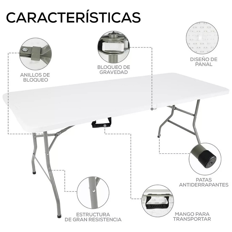 Mesa Plegable De Plástico Portátil De Jardín Tipo Portafolio