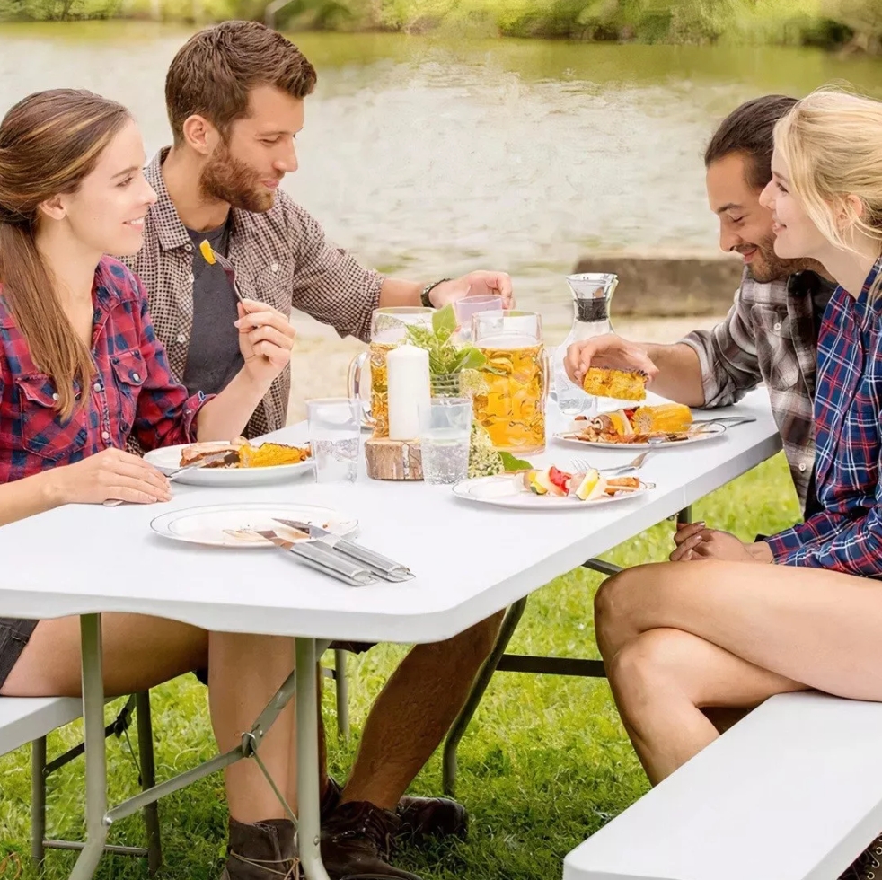 Mesa Plegable De Plástico Portátil De Jardín Tipo Portafolio