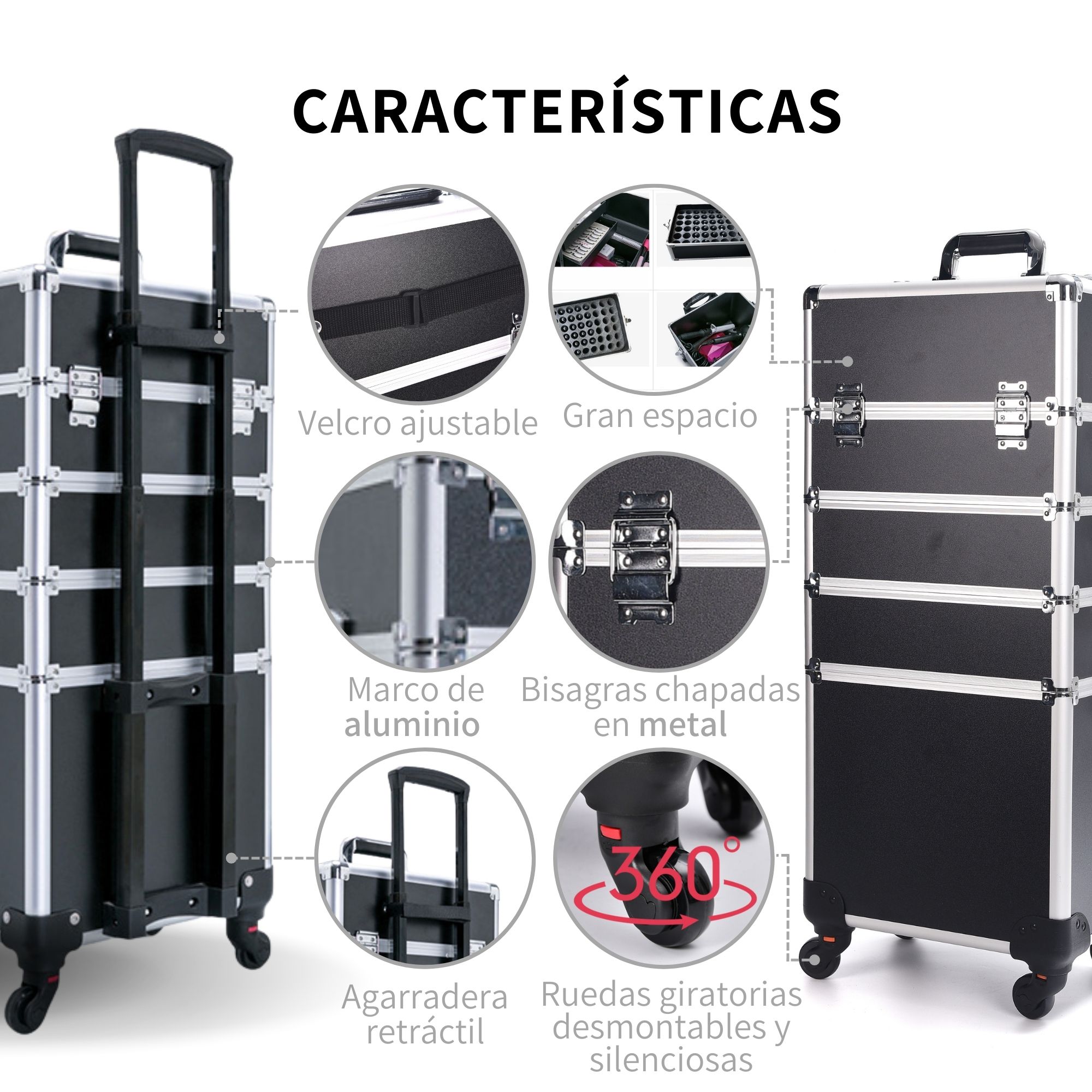 Cosmetiquera Profesional Maletín 4 En 1 Maquillaje Estilista