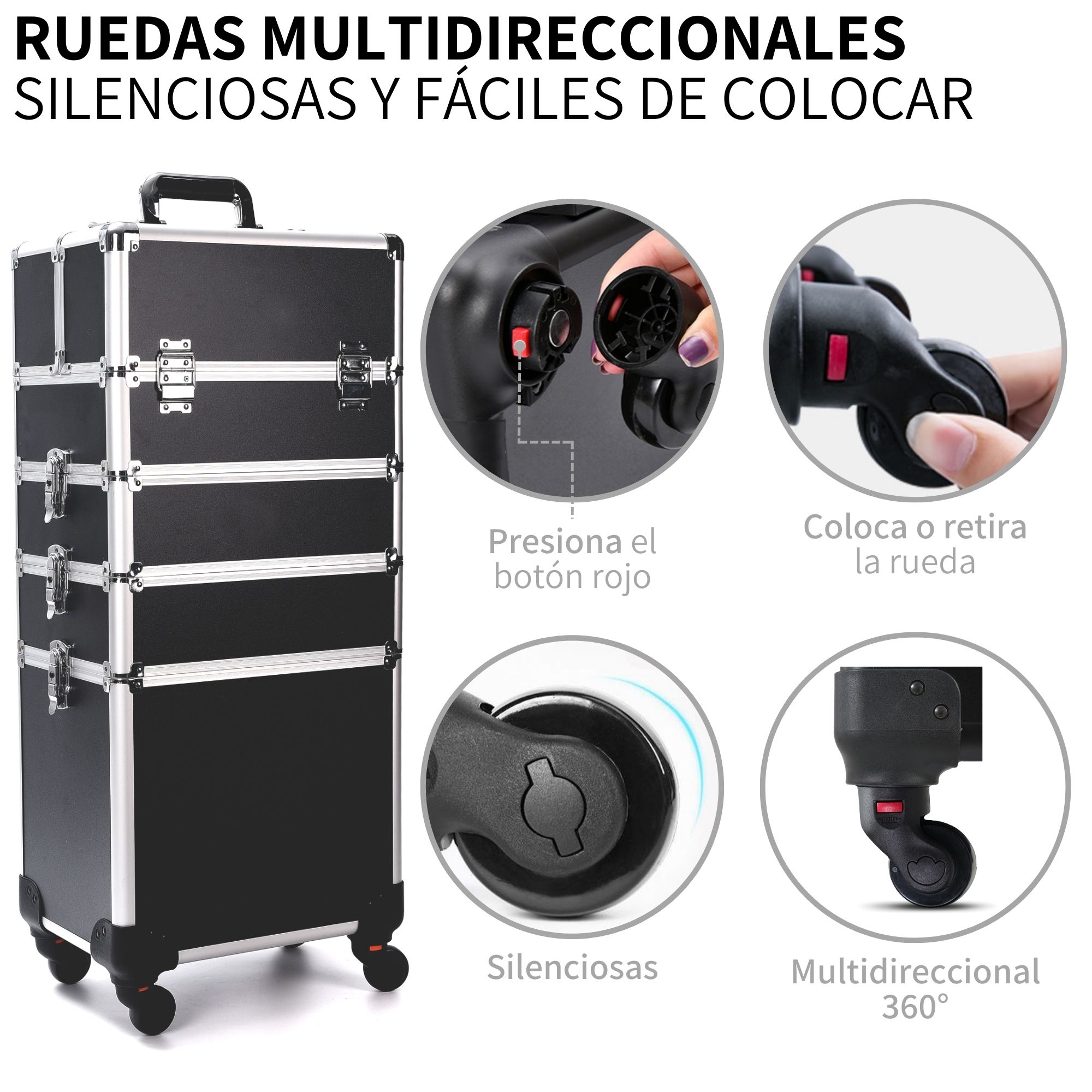 Cosmetiquera Profesional Maletín 4 En 1 Maquillaje Estilista