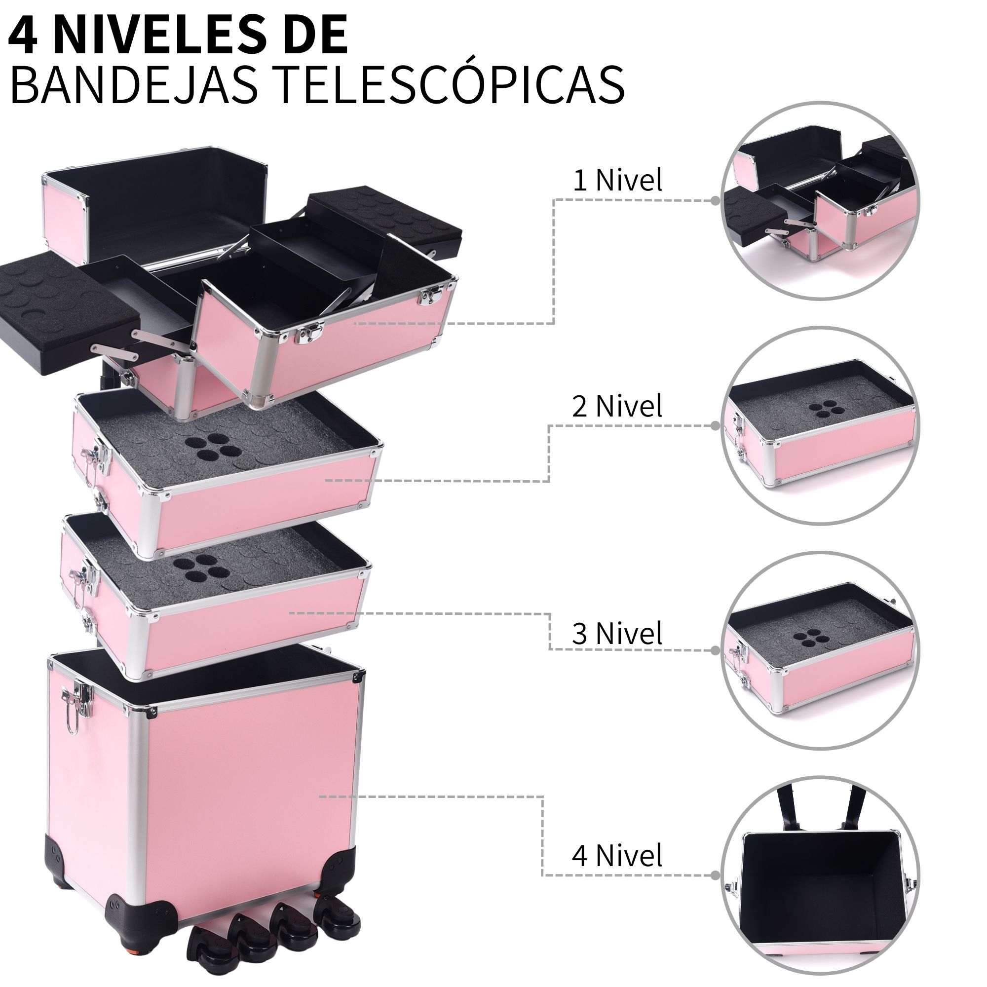 Cosmetiquera Profesional Maletín 4 En 1 Maquillaje Estilista