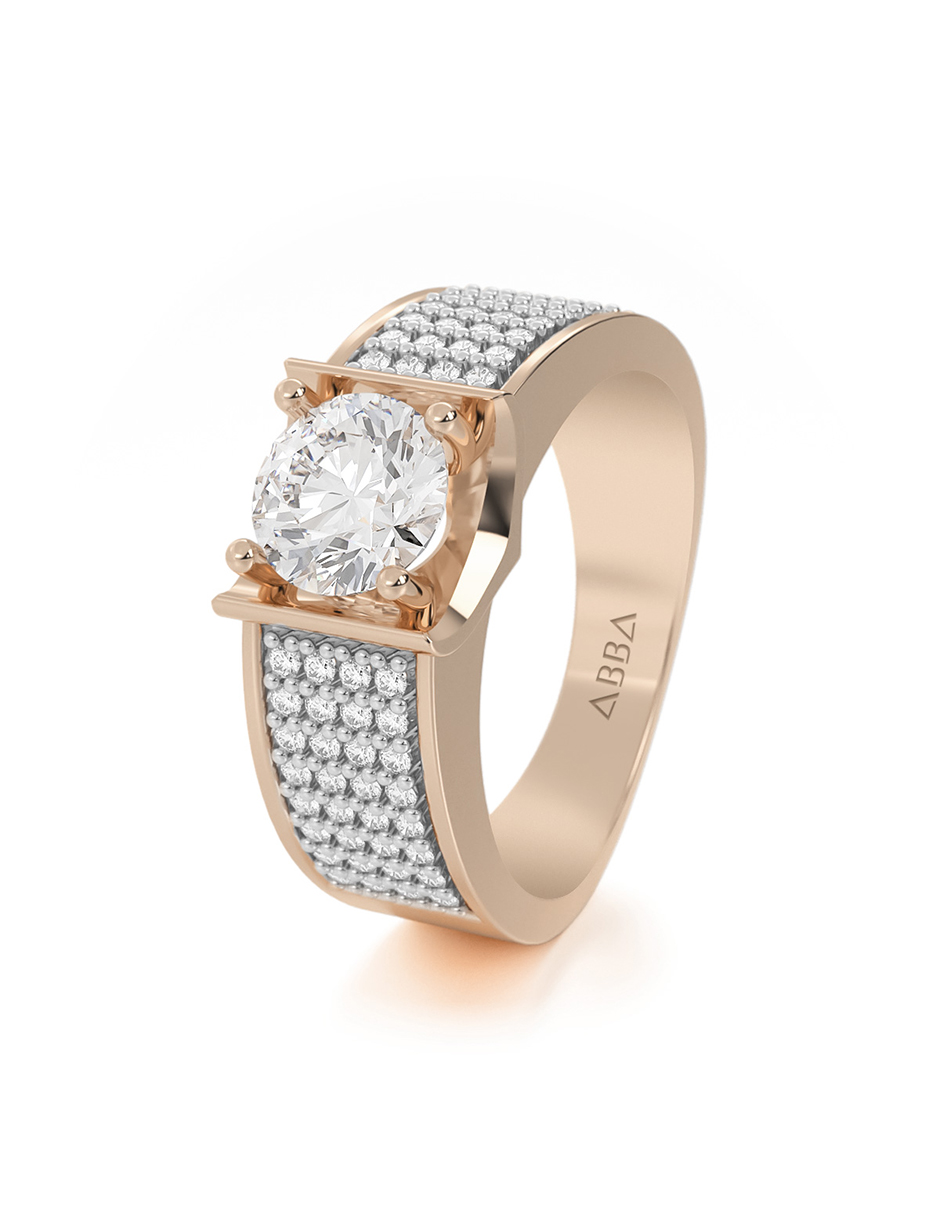 ANILLO DE COMPROMISO ORO 10K ROSA CON PIEDRA CAMILA ABBA JOYAS 