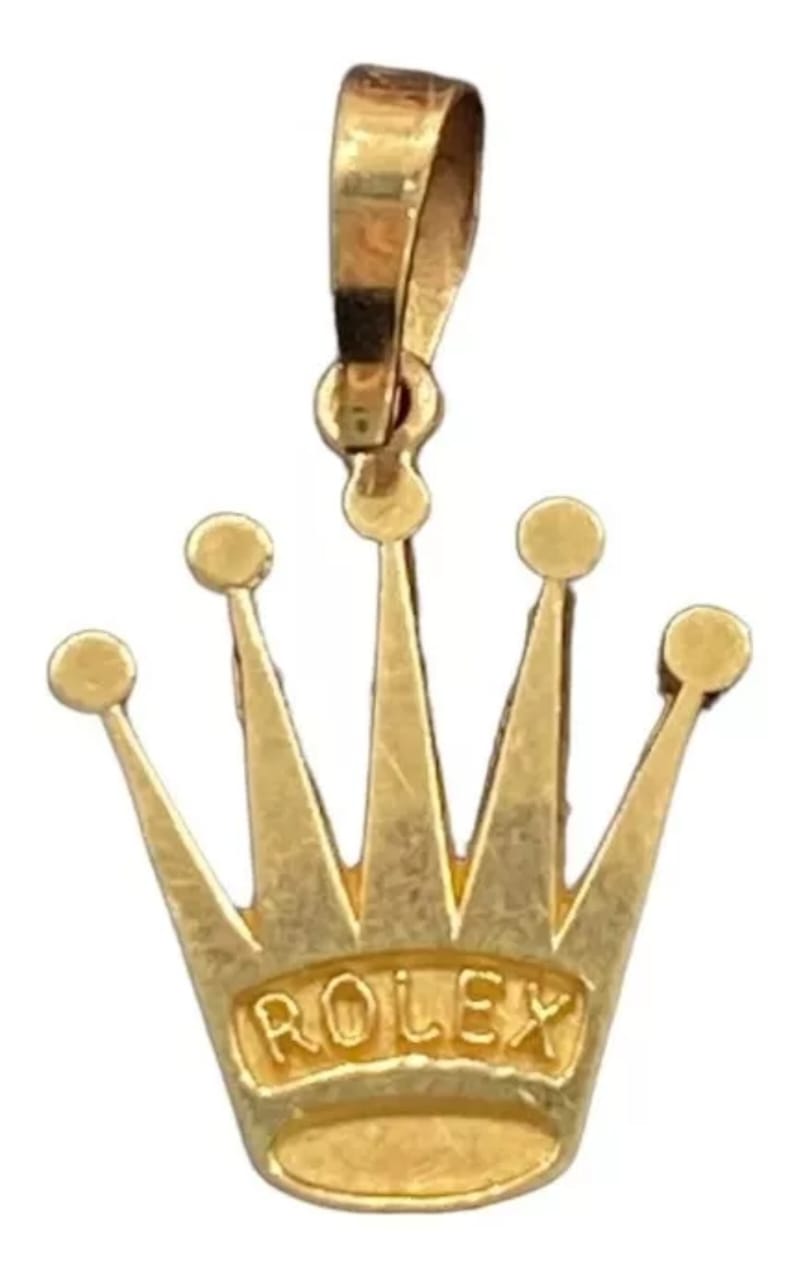Kit Cadena Con Dije Corona Rolex Oro 14 K + Obsequio