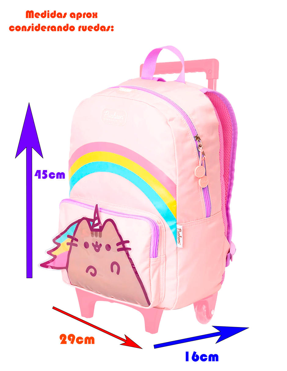 Mochila De Carrito Gato Pusheen The Cat Unicornio Pusheenicornio Con Ruedas Carro Rosa