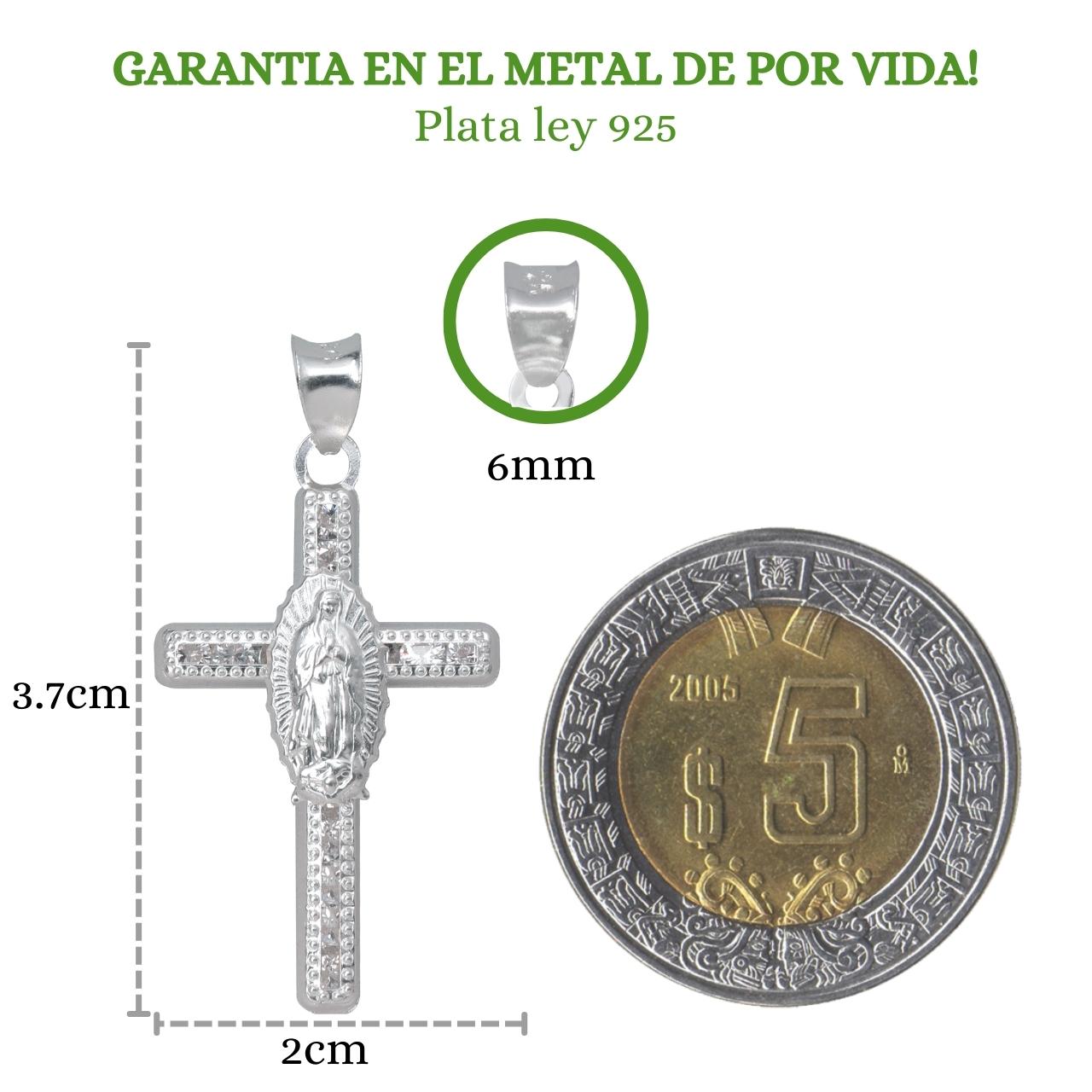 Cadena Con Dije Cruz Cristo Figaro Virgen 60cm Plata 925