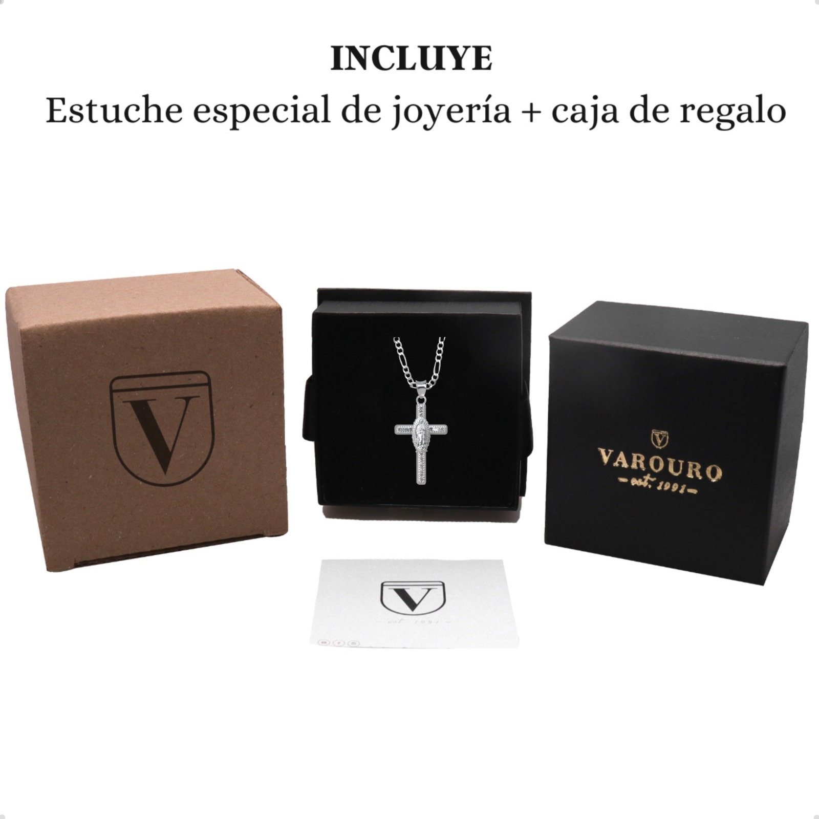 Cadena Con Dije Cruz Cristo Figaro Virgen 60cm Plata 925