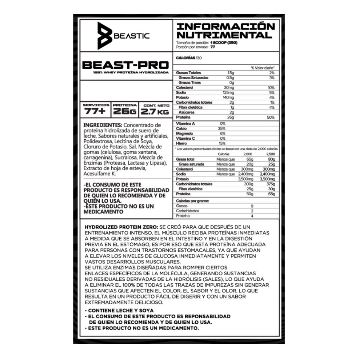 Beast-Pro Proteína Hidrolizada Vanilla Ice Cream 2.7kg / Beastic - Médica Depot