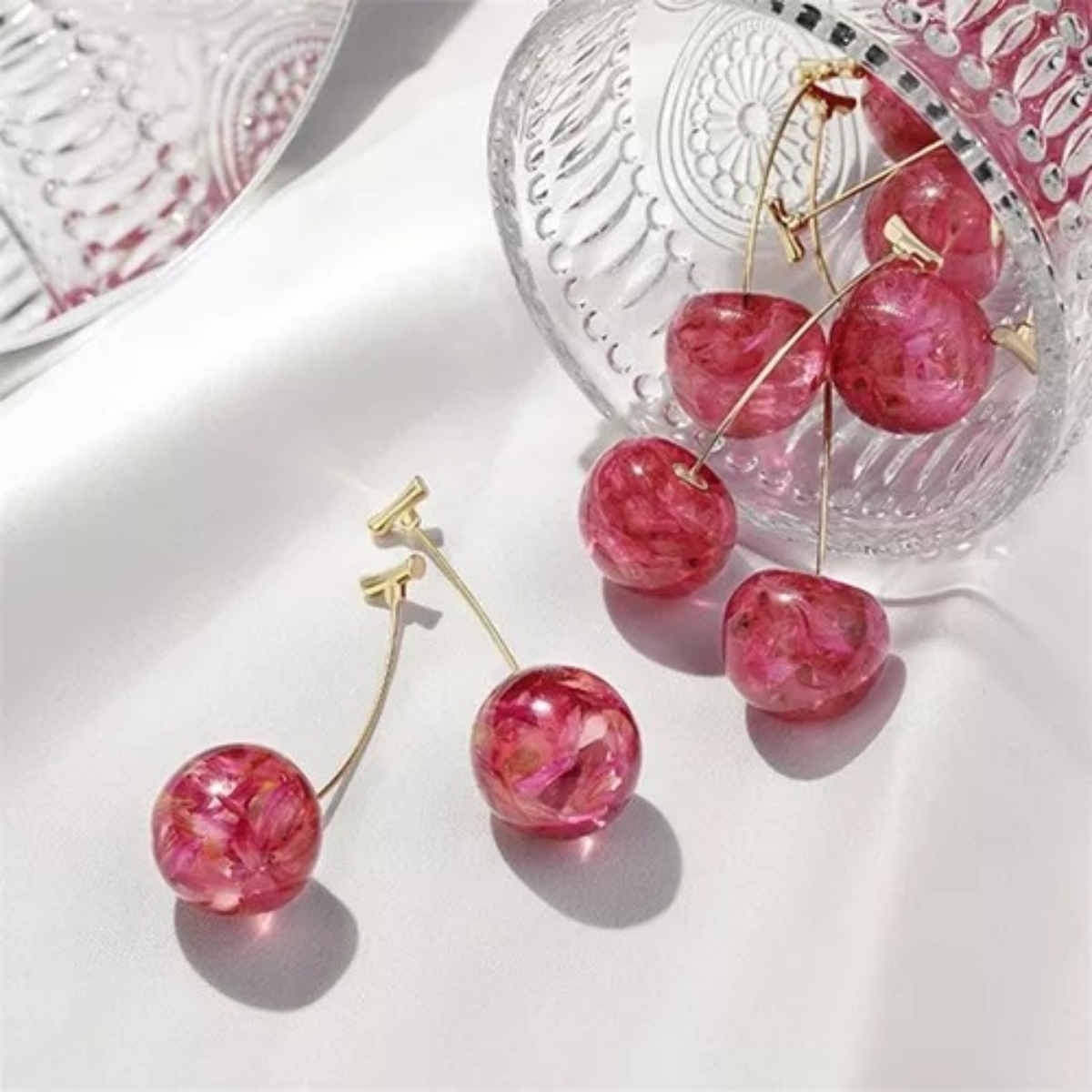 Aretes Colgantes en Forma De Cereza Roja En 3d, Aretes lindos