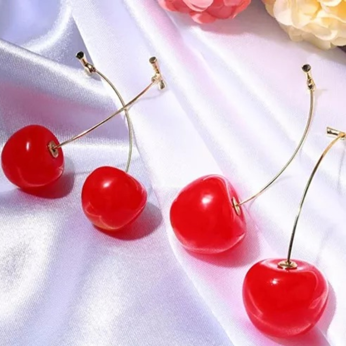 Aretes Colgantes en Forma De Cereza Roja En 3d, Aretes lindos