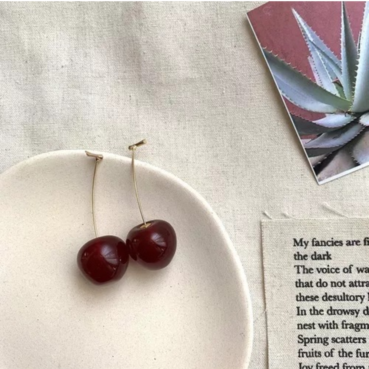 Aretes Colgantes en Forma De Cereza Roja En 3d, Aretes lindos