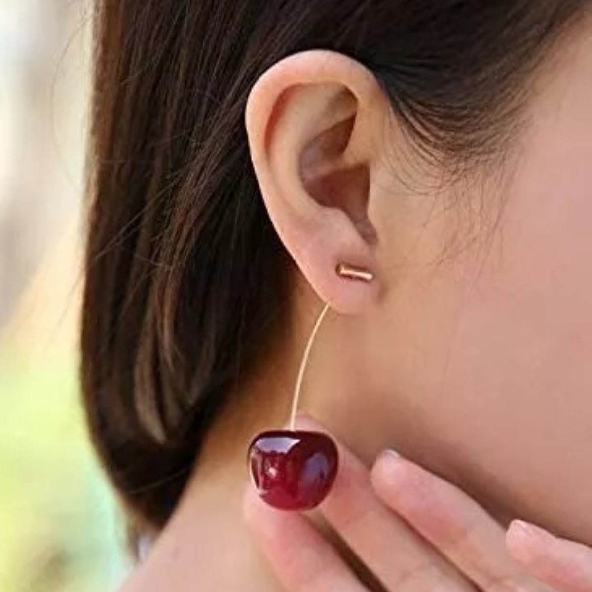 Aretes Colgantes en Forma De Cereza Roja En 3d, Aretes lindos