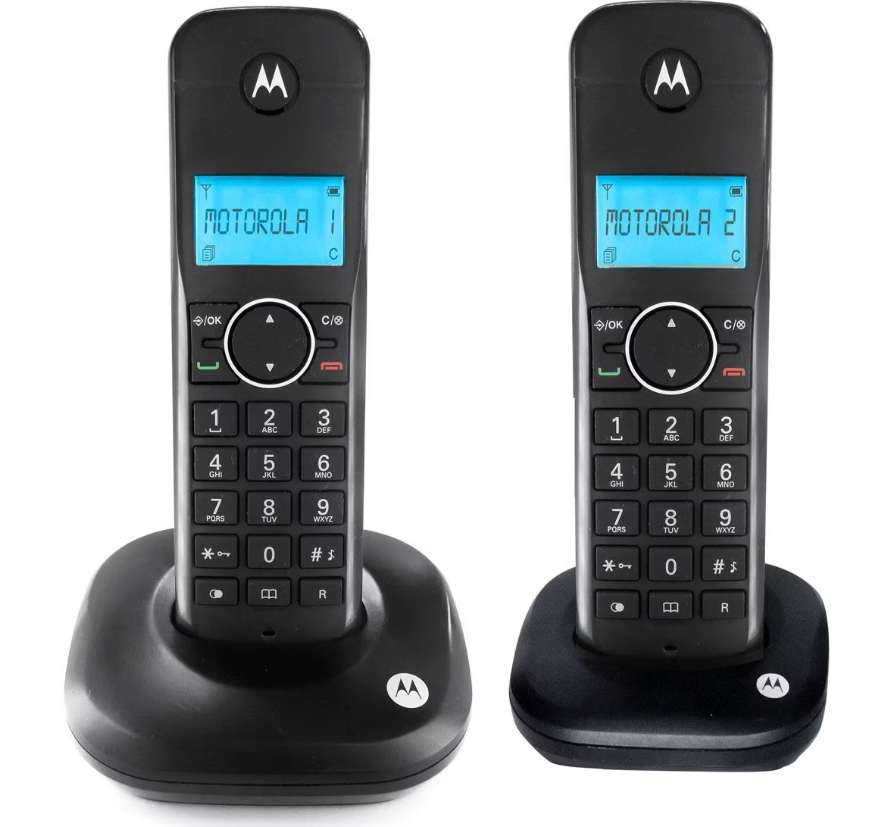 Motorola C1002LB+ Pack Duo Teléfonos Inalámbricos con Manos Libres  Gris/Granate
