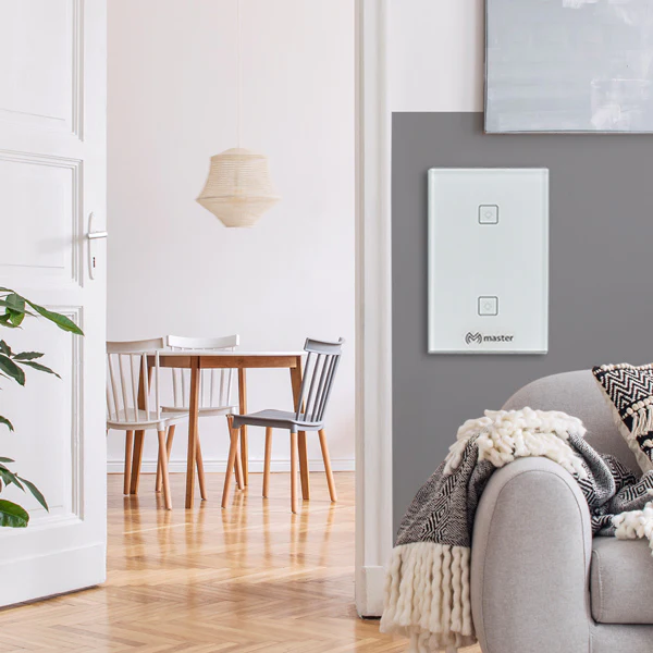 Interruptor Apagador Inteligente Wifi con 2 Botones de Contacto Double Touch en Elegante Cristal Templado Compatible con Asistentes Alexa y Google / Master / IOT-WLSWITCH2