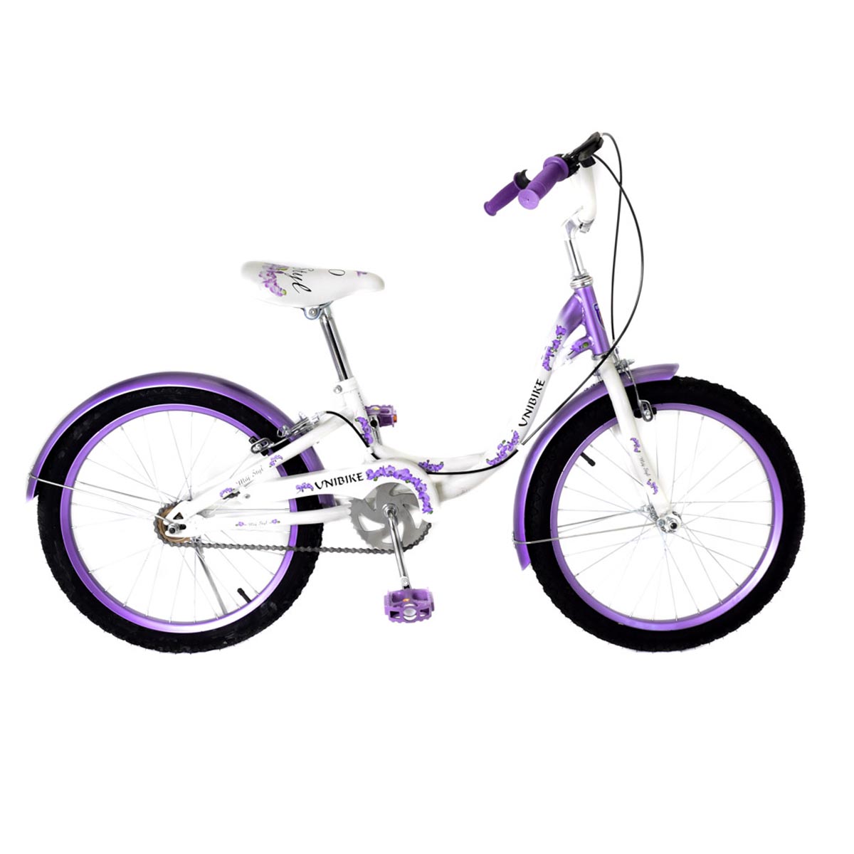 Bicicleta Unibike R20 Babytek Blanco Lila Llanta de Aire