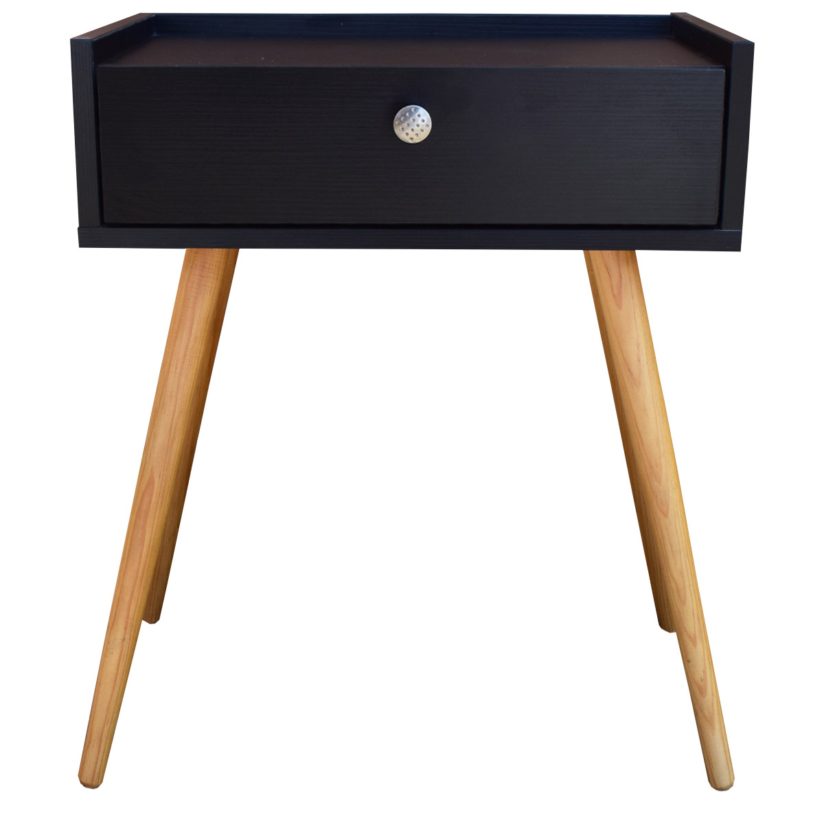 Juego de Buros Marsella o mesas de noche Hogare, Minimalistas, Fácil armado, Fabricado en melamina texturizada color Negro