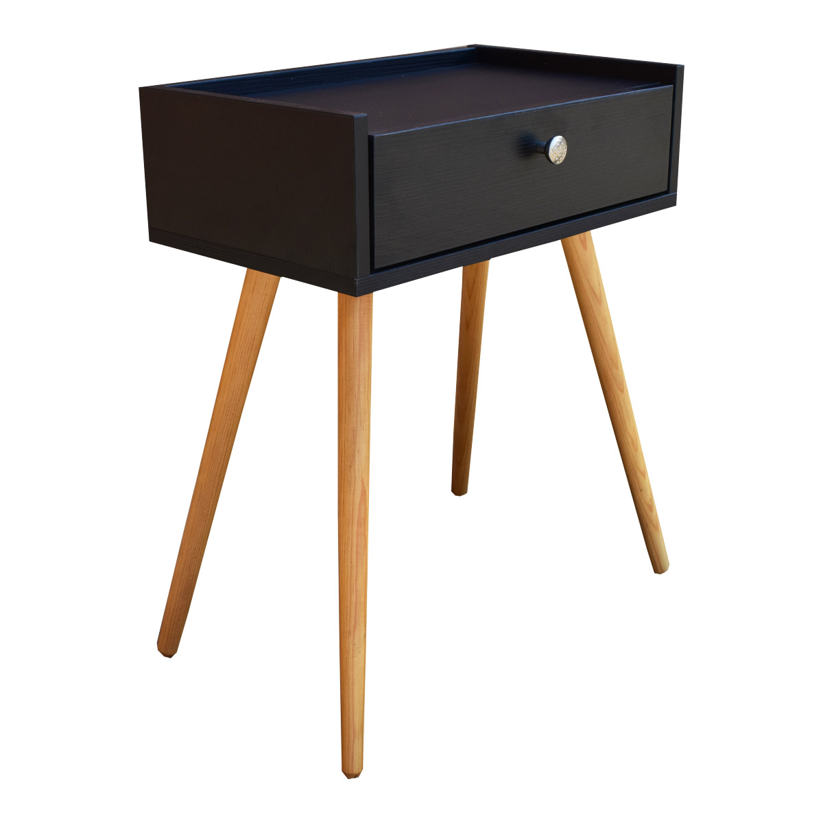 Juego de Buros Marsella o mesas de noche Hogare, Minimalistas, Fácil armado, Fabricado en melamina texturizada color Negro