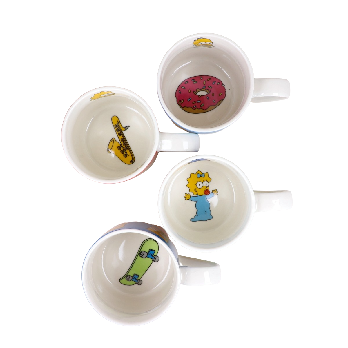 Fun Kids 1754-40 Set Juego de Tazas Apilables Porcelana Disney Los Simpson Homero Marge Bart Lisa 330ml 4 pzas