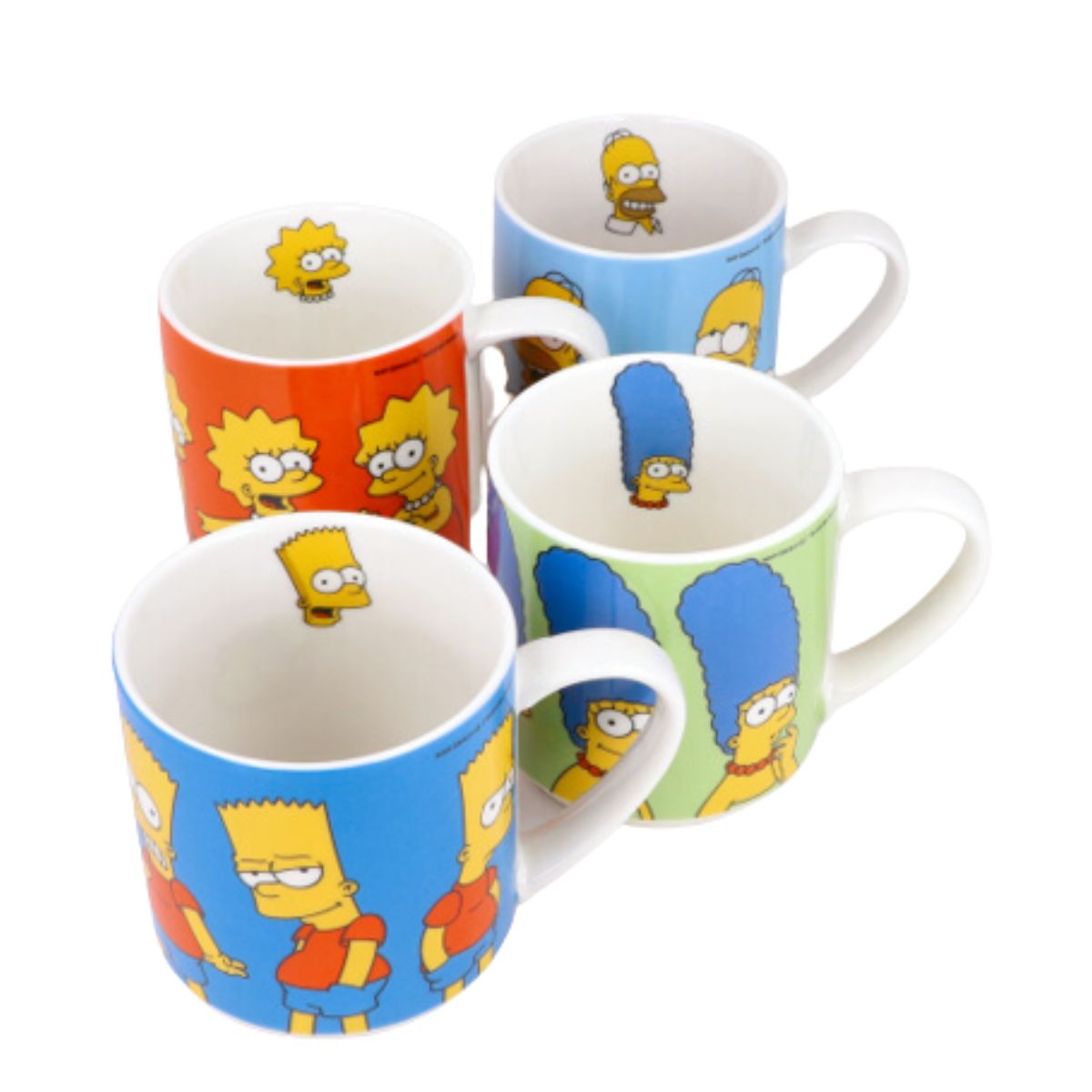 Fun Kids 1754-40 Set Juego de Tazas Apilables Porcelana Disney Los Simpson Homero Marge Bart Lisa 330ml 4 pzas