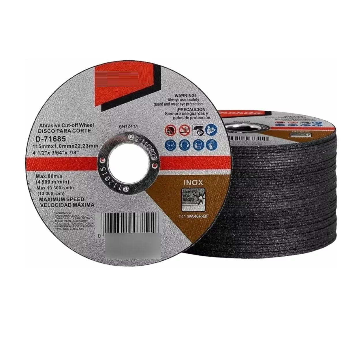 Juego Disco De Corte Para Metal  4-1/2 Inox D-71685 50 Pz