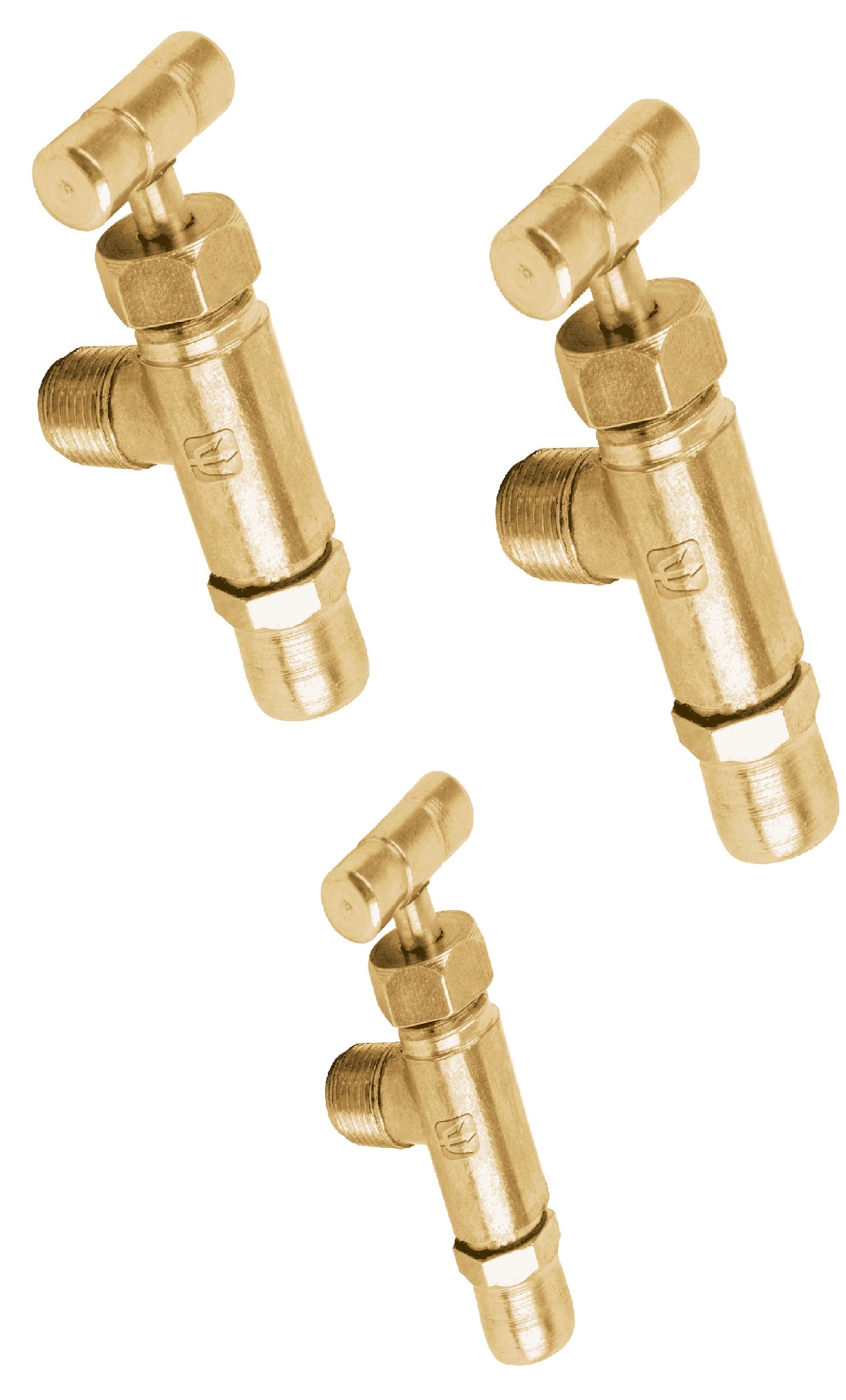 Llaves para parrillas quemadores válvula con volante baja/alta presión 3 piezas.