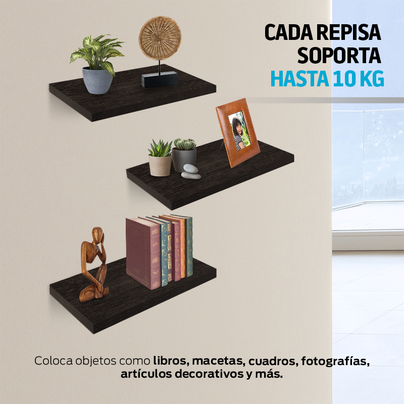 Repisas Flotantes de Madera 3 Piezas de 30x15 cm