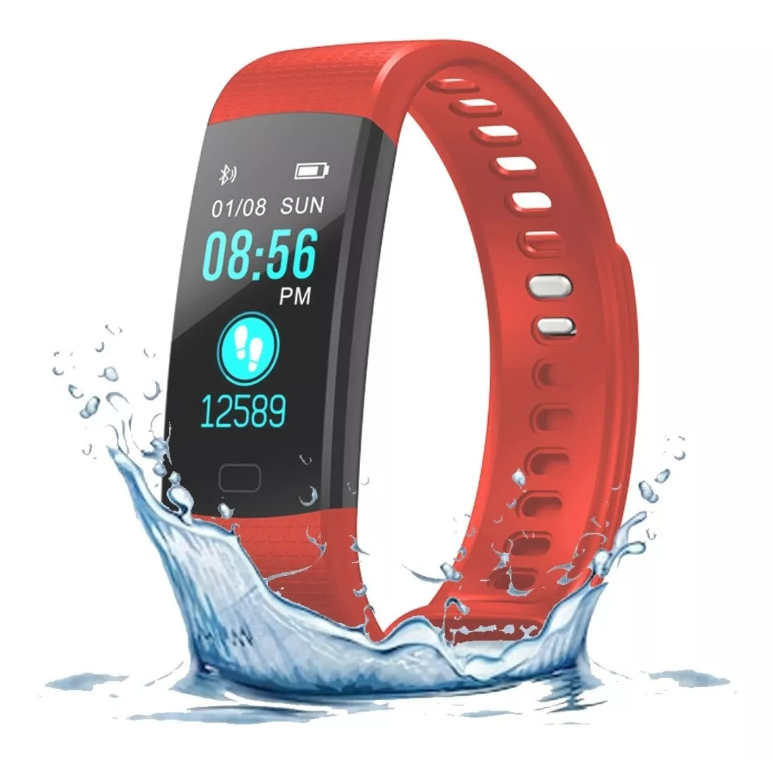 Smart Watch Band Y5 Inteligente Bluetooth Fitness Ip67 Android Smartband Rojo.
