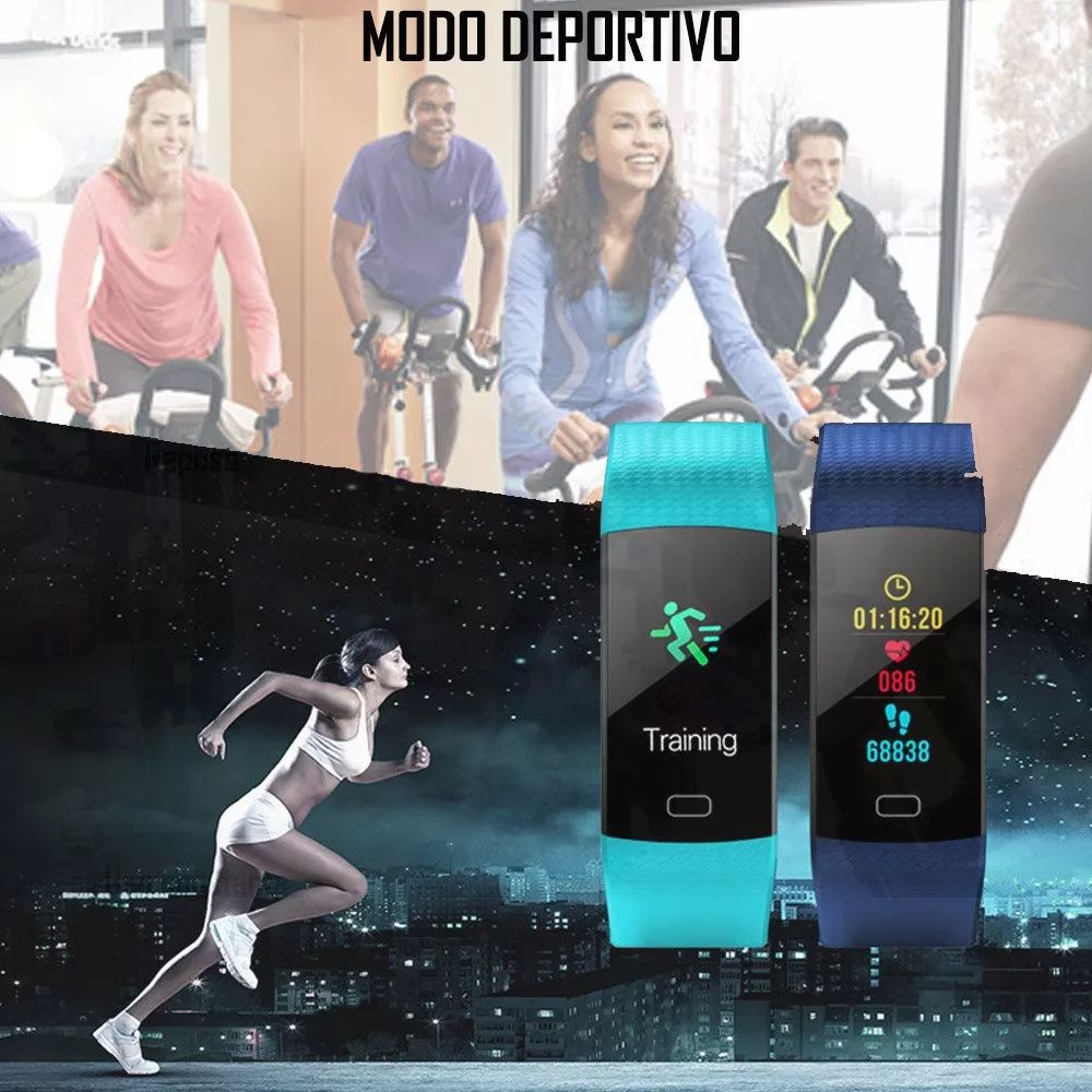 Smart Watch Band Y5 Inteligente Bluetooth Fitness Ip67 Android Smartband Azul