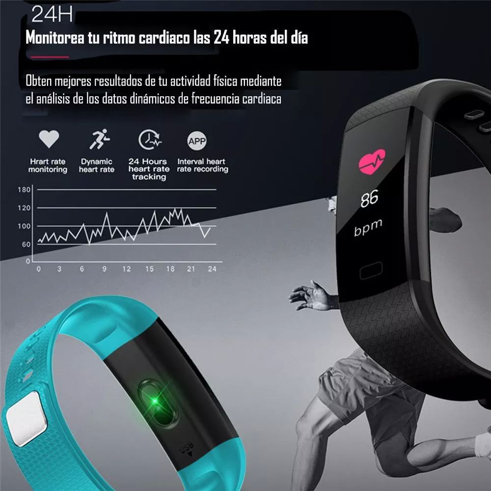 Smart Watch Band Y5 Inteligente Bluetooth Fitness Ip67 Android Smartband Azul